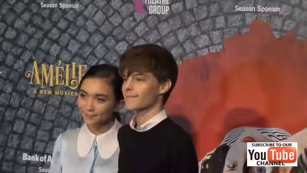 Actors Rowan Blanchard and Corey Fogelmanis at the Ahmanson Theatre for the opening of Amélie: A New Musical in 2016