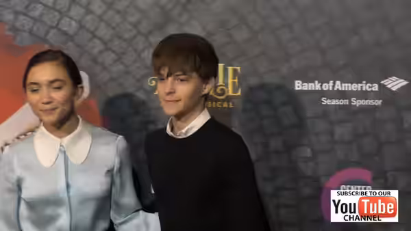 Actors Rowan Blanchard and Corey Fogelmanis at the Ahmanson Theatre for the opening of Amélie: A New Musical in 2016