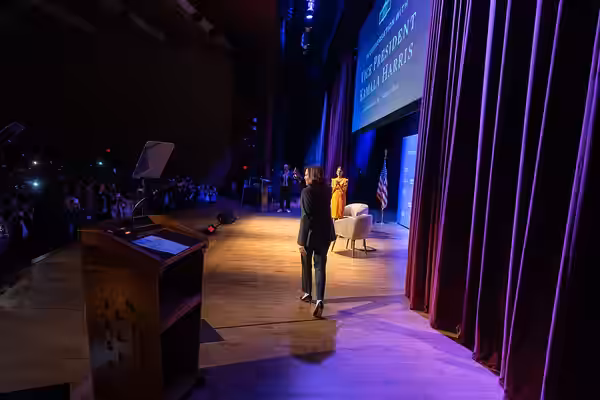 Vice President Kamala Harris joins actress and producer Poorna Jagannathan and “Dear Asian Americans” podcast host Jerry Won for a moderated conversation at the (2023)