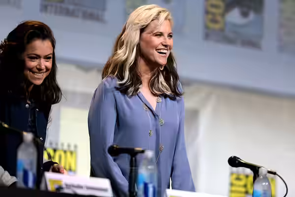 Lucy Lawless speaking at the 2016 San Diego Comic Con International, for "Entertainment Weekly: Women Who Kick Ass", at the San Diego Convention Center in San D