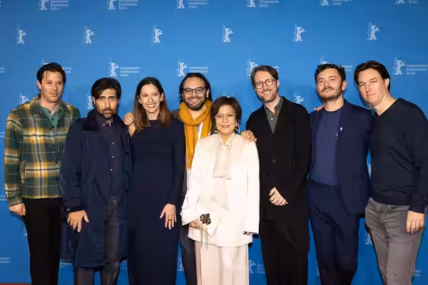 Cast and crew of the movie Between the Temples at the 74nd Berlin International Film Festival (2024)