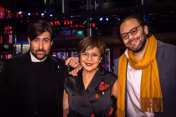 Cast and crew of the movie Between the Temples at the 74nd Berlin International Film Festival (2024)