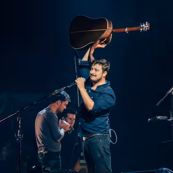 Marcus Mumford, performing during Gentleman of the Road stopover at Aviemore, Scotland in 2015