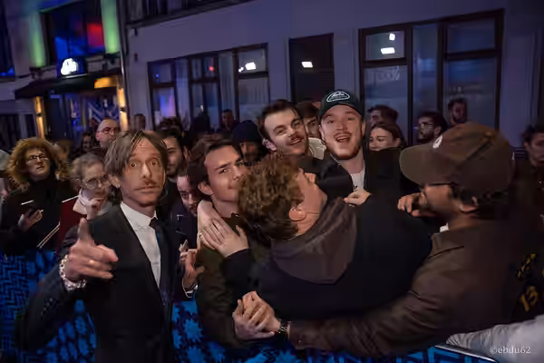 Mackenzie Crook at Series Mania 2026 with fans for Small Prophets