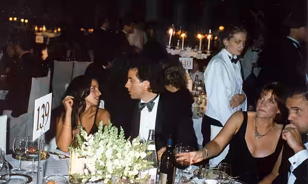 Jerry Seinfeld and Shoshanna Lonstein at the Governor's Ball after the 1995 Emmy Awards - September 10, 1995. To Seinfeld's left is Carol Leifer.