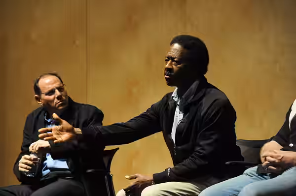 "Treme" co-creators and executive producers David Simon and Eric Overmyer, actor Clarke Peters (HBO's "The Wire," "The Corner," and Albert Lambeaux on "Treme"), (2010)