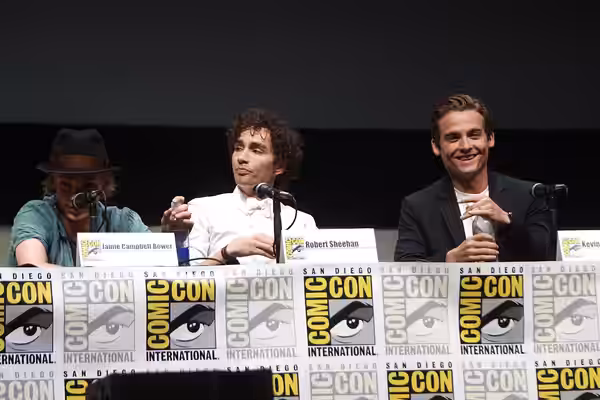 Jamie Campbell Bower, Robert Sheehan and Kevin Zegers speaking at the 2013 San Diego Comic Con International, for "The Mortal Instruments: City of Bones", at th