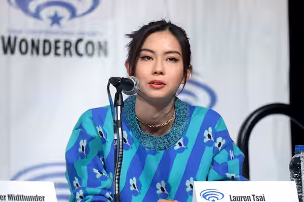 Lauren Tsai speaking at the 2019 WonderCon, for "Legion", at the Anaheim Convention Center in Anaheim, California. Please attribute to Gage Skidmore if used els
