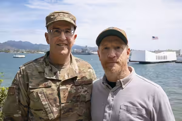 Vice Chairman of the Joint Chiefs of Staff Air Force Gen. John E. Hyten, Senior Enlisted Advisor to the Chairman (SEAC) Ramon "CZ" Colon-Lopez and USO entertain