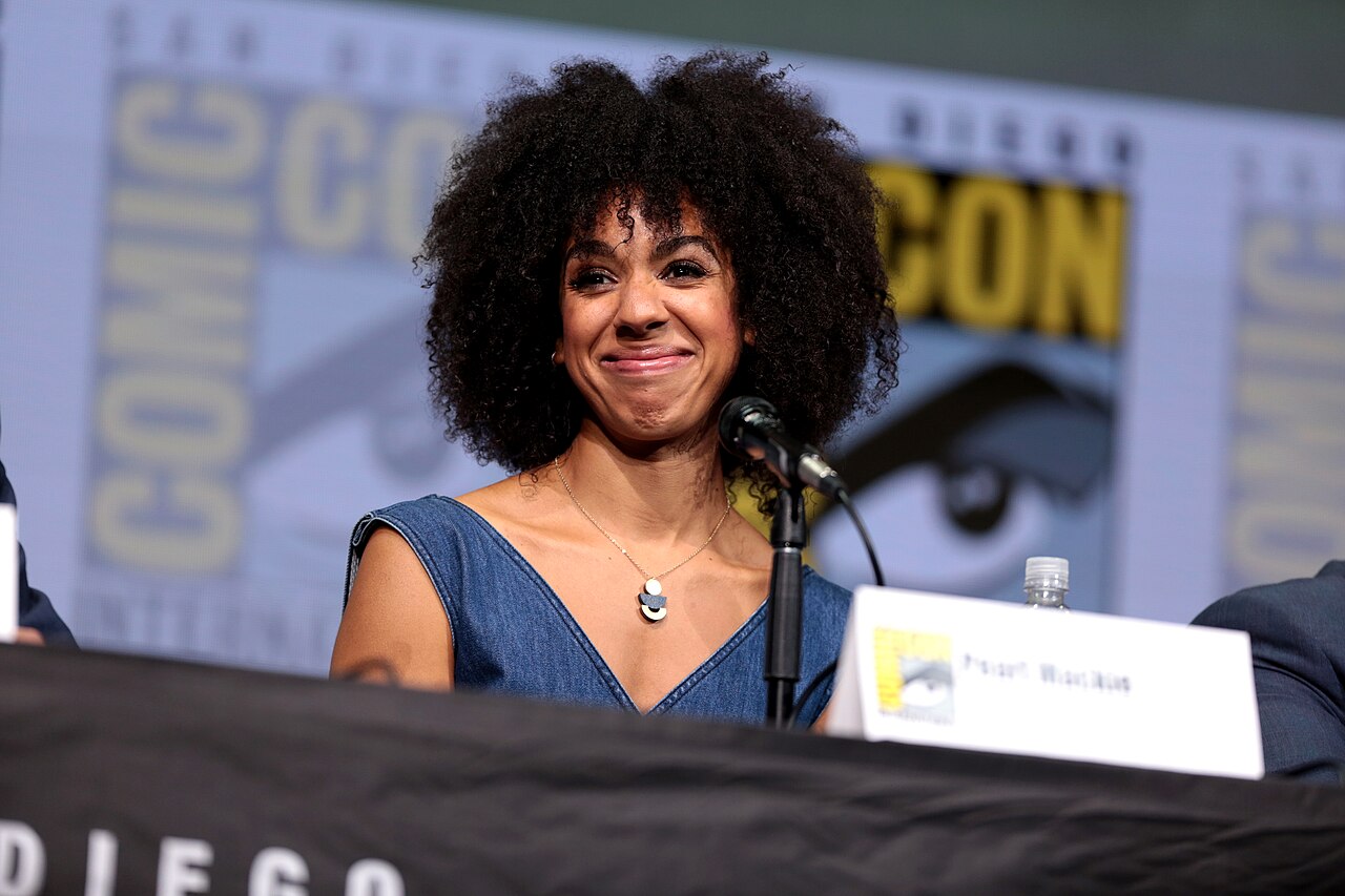 Pearl Mackie speaking at the 2017 San Diego Comic Con International, for "Doctor Who", at the San Diego Convention Center in San Diego, California. Please attri