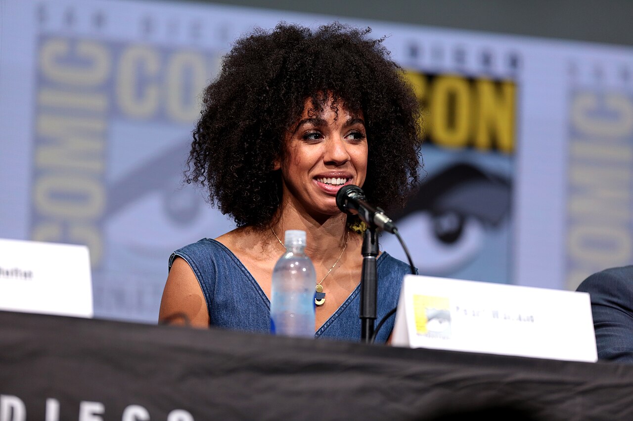 Pearl Mackie speaking at the 2017 San Diego Comic Con International, for "Doctor Who", at the San Diego Convention Center in San Diego, California. Please attri