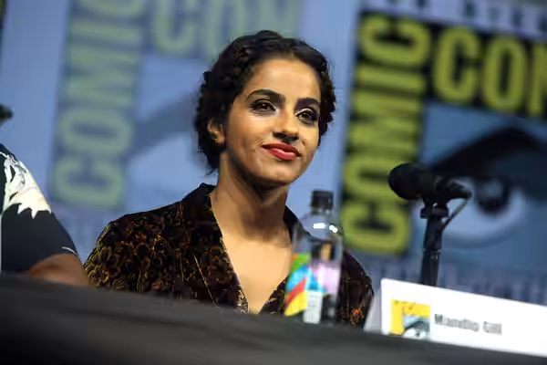 Mandip Gill speaking at the 2018 San Diego Comic Con International, for "Doctor Who", at the San Diego Convention Center in San Diego, California. Please attrib