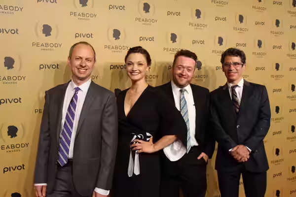 Producer Steve Ast, writers Christine Nangle and Neil Casey and director Ryan McFaul arrive on the red carpet for Inside Amy Schumer. (2015)