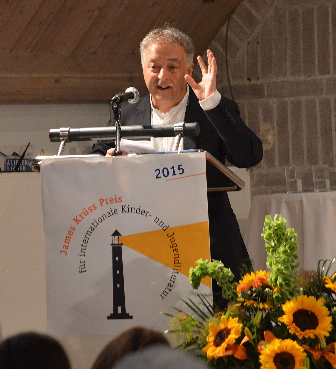 Frank Cottrell Boyce bei der Verleihung des James-Krüss-Preises im Juli 2015