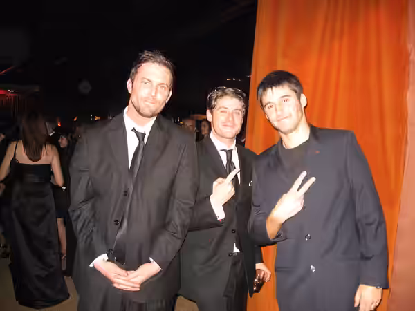 actor Chris Flynn, actor Jon Abrahams and producer Josh Wood "three pals" attending 15th Annual Screen Actors Guild Awards at Shrine Auditorium, Los Angeles, Ca (2009)