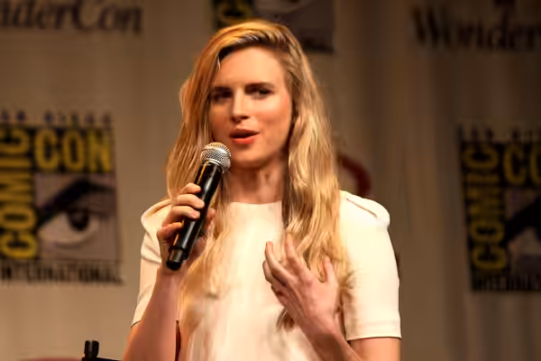 Brit Marling speaking at the 2012 WonderCon in Anaheim, California. Please attribute to Gage Skidmore if used elsewhere.