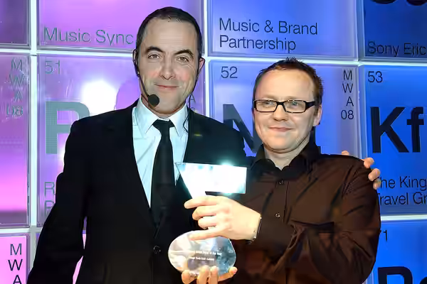 James Nesbitt presenting an award for retailer of the year at the Grosvenor Hotel , Park Lane, London. (2009)