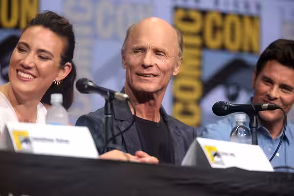 Ed Harris speaking at the 2017 San Diego Comic Con International, for "Westworld", at the San Diego Convention Center in San Diego, California. Please attribute