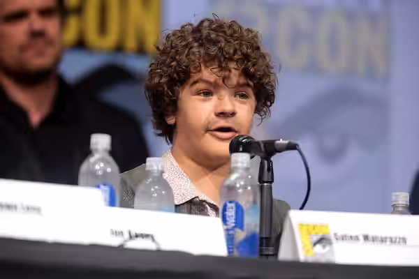 Gaten Matarazzo speaking at the 2017 San Diego Comic Con International, for "Stranger Things", at the San Diego Convention Center in San Diego, California. Plea