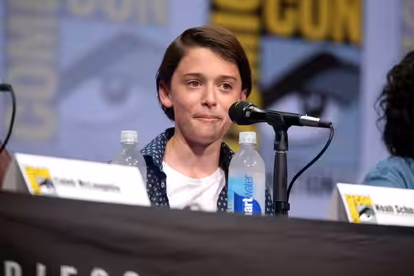 Noah Schnapp speaking at the 2017 San Diego Comic Con International, for "Stranger Things", at the San Diego Convention Center in San Diego, California. Please 