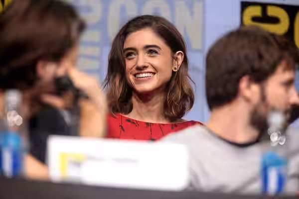 Natalia Dyer speaking at the 2017 San Diego Comic Con International, for "Stranger Things", at the San Diego Convention Center in San Diego, California. Please 