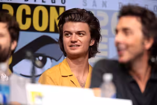 Joe Keery speaking at the 2017 San Diego Comic Con International, for "Stranger Things", at the San Diego Convention Center in San Diego, California. Please att