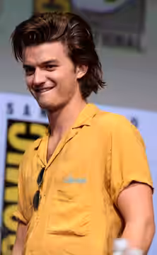 Joe Keery speaking at the 2017 San Diego Comic Con International, for "Stranger Things", at the San Diego Convention Center in San Diego, California. Please att