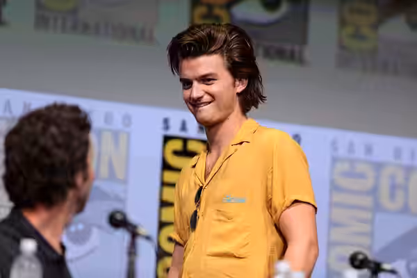 Joe Keery speaking at the 2017 San Diego Comic Con International, for "Stranger Things", at the San Diego Convention Center in San Diego, California. Please att