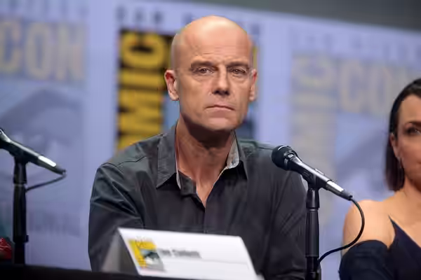 Pip Torrens speaking at the 2017 San Diego Comic Con International, for "Preacher", at the San Diego Convention Center in San Diego, California. Please attribut