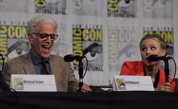 Cast and crew of NBC's 'The Good Place' discuss the show in the Indigo Ballroom at the San Diego Hilton Bayfront Hotel during San Diego Comic Con on July 21, 20 (2018)