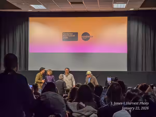 D Alvarado, Luis Valdez, L DeFilippo, LD Phillips, EJ Olmos at the premiere of American Pachuco during the 2026 Sundance Film Festival