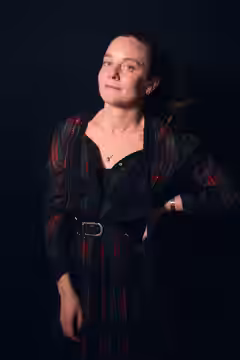 Rocio Gimenez, production designer from New York, New York, at the WikiPortraits studio at the 2026 Sundance Film Festival.