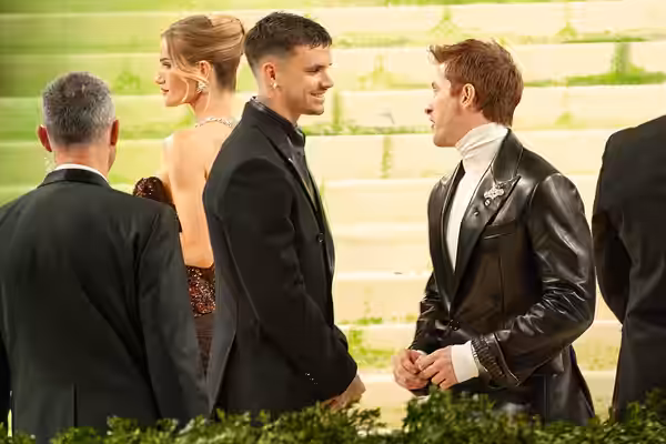 Rosie Huntington-Whiteley and a man at the 2026 Met Gala, wearing fashion in theme of "Costume Art"