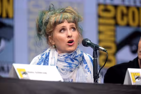 Kimmy Robertson speaking at the 2017 San Diego Comic Con International, for "Twin Peaks", at the San Diego Convention Center in San Diego, California. Please at