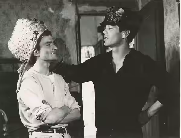 Giovanni Orgitano and Franco Citti in a scene from Accattone, a 1961 film written and directed by Pier Paolo Pasolini.
