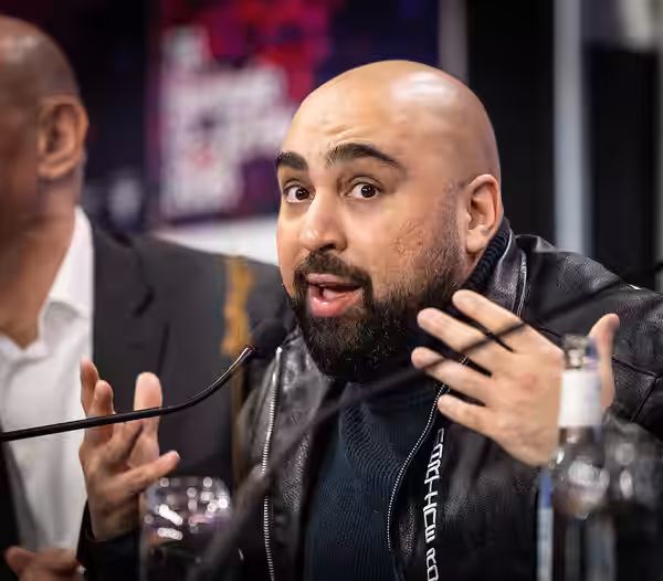 Actor Asim Chaudhry at the press conference for the film Good Luck, Have Fun, Don't Die at the 2026 Berlin International Film Festival