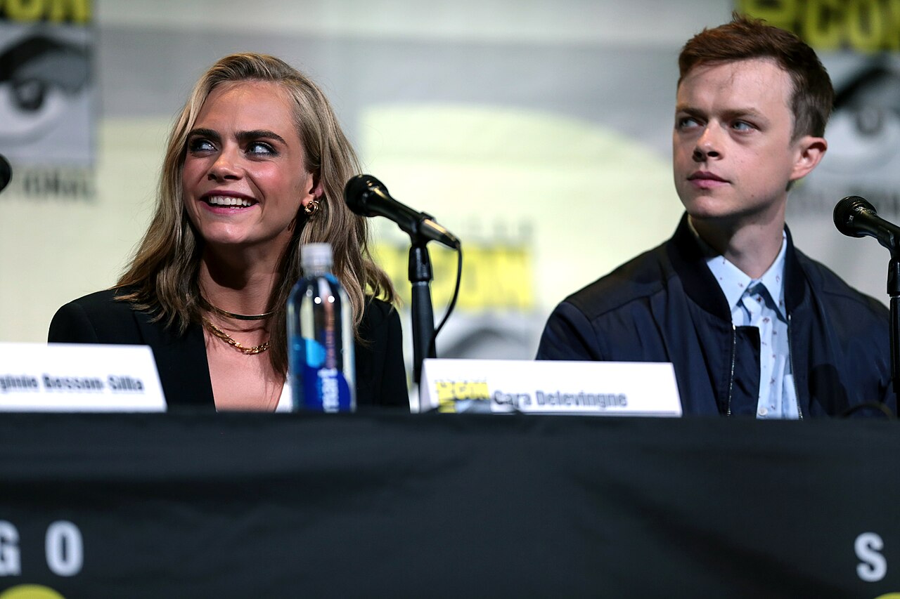 Cara Delevingne and Dane DeHaan speaking at the 2016 San Diego Comic Con International, for "Valerian and the City of a Thousand Planets", at the San Diego Conv
