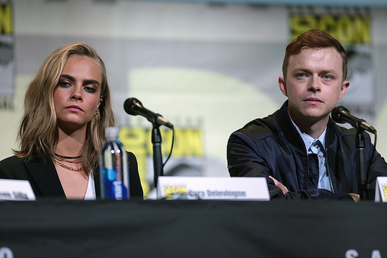 Cara Delevingne and Dane DeHaan speaking at the 2016 San Diego Comic Con International, for "Valerian and the City of a Thousand Planets", at the San Diego Conv