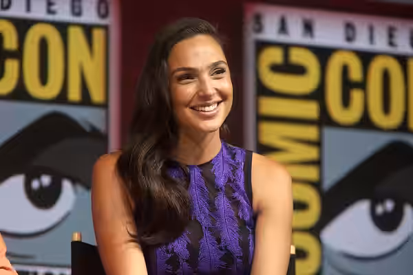 Gal Gadot speaking at the 2018 San Diego Comic Con International, for "Wonder Woman 1984", at the San Diego Convention Center in San Diego, California. Please a