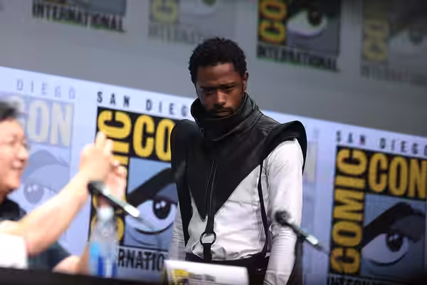 Keith Stanfield speaking at the 2017 San Diego Comic Con International, for "Death Note", at the San Diego Convention Center in San Diego, California. Please at