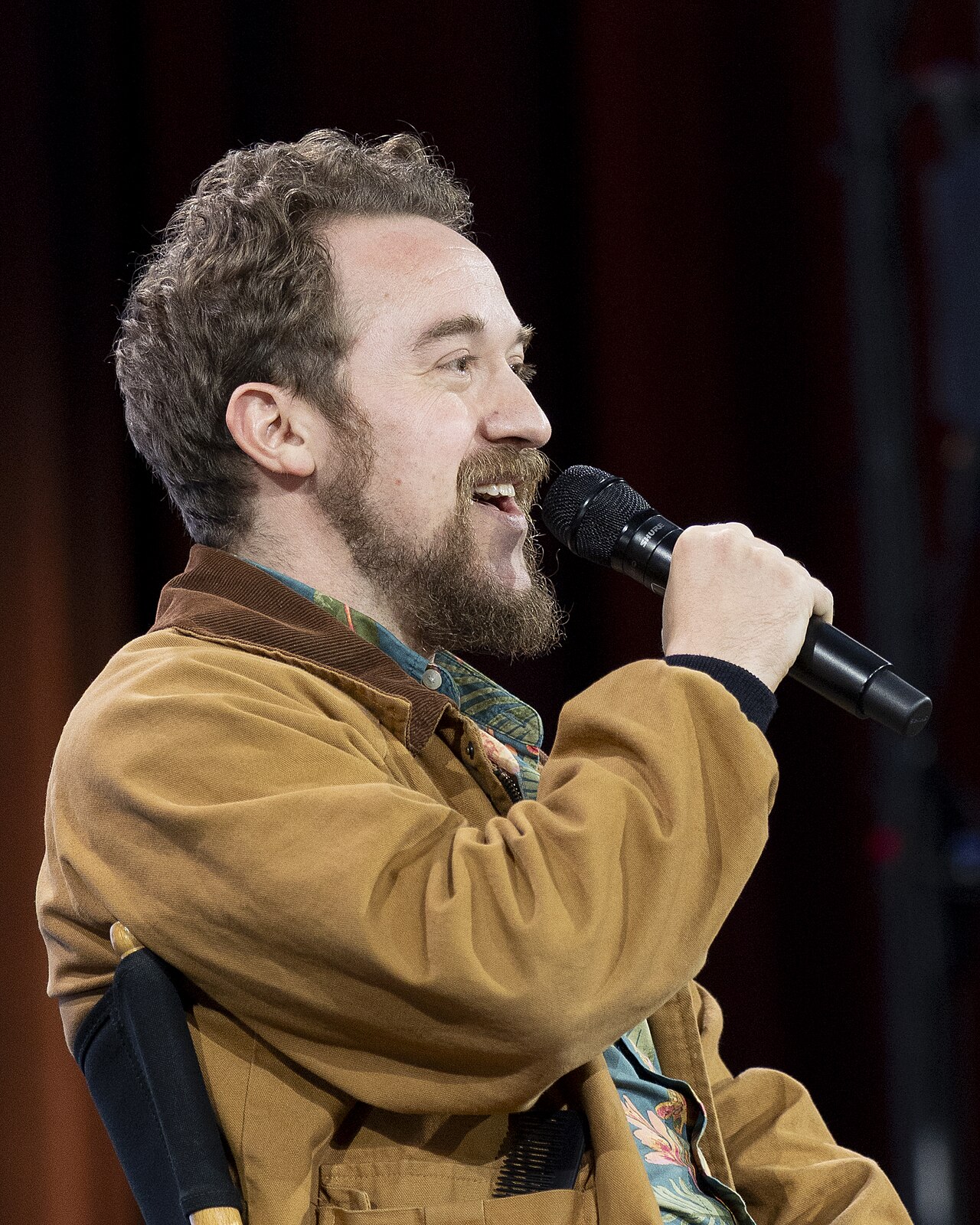Alex Hirsch, creator of Gravity Falls, speaking during “Fireside Chat: Alex Hirsch × TheOdd1sOut” at Open Sauce 2026 on July 19.