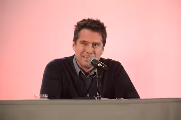 Alexis Denisof speaking at the 2015 Phoenix Comicon at the Phoenix Convention Center in Phoenix, Arizona. Please attribute to Gage Skidmore if used elsewhere.