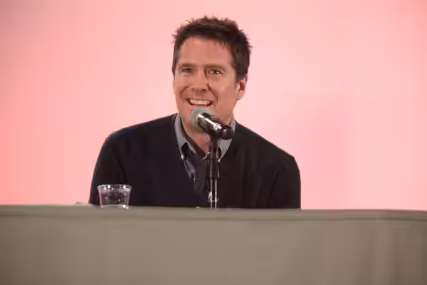 Alexis Denisof speaking at the 2015 Phoenix Comicon at the Phoenix Convention Center in Phoenix, Arizona. Please attribute to Gage Skidmore if used elsewhere.