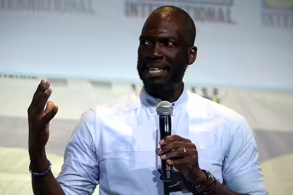 Rick Famuyiwa speaking at the 2016 San Diego Comic Con International, for "Warner Bros. Pictures", at the San Diego Convention Center in San Diego, California. 