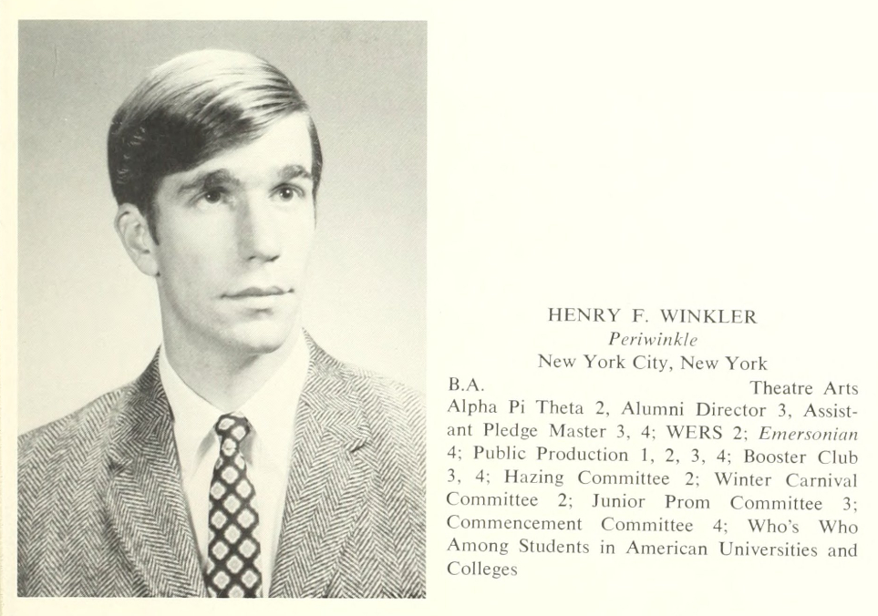 Henry F. Winkler in the Emerson College yearbook (1967)