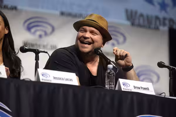 Drew Powell speaking at the 2017 WonderCon, for "Gotham", at the Anaheim Convention Center in Anaheim, California. Please attribute to Gage Skidmore if used els