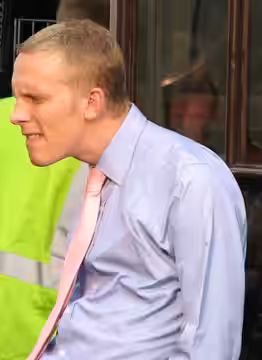 British actor Laurence Fox (born 1978) during the filming of the UK TV series Lewis (2006–2008) on Market Street in Oxford, England on 18 September 2006.