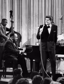Photo of Count Basie and Wayne Newton from a 1968 television music special One More Time.