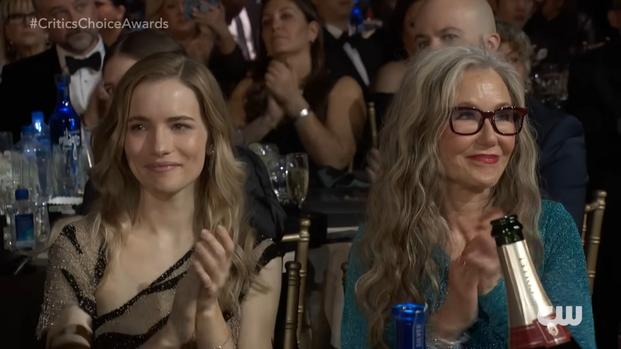 Actress, Willa Fitzgerald, at the 29th Critics Choice Awards on January 14, 2024. Image is a screen shot of Youtube video ~ 7:35.