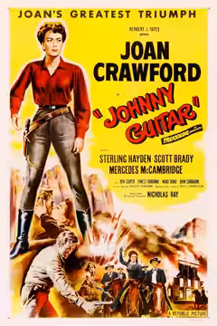 Poster for the American western film Johnny Guitar (1954). The item has no copyright markings on it as can be seen in the links above. At bottom is Litho in USA